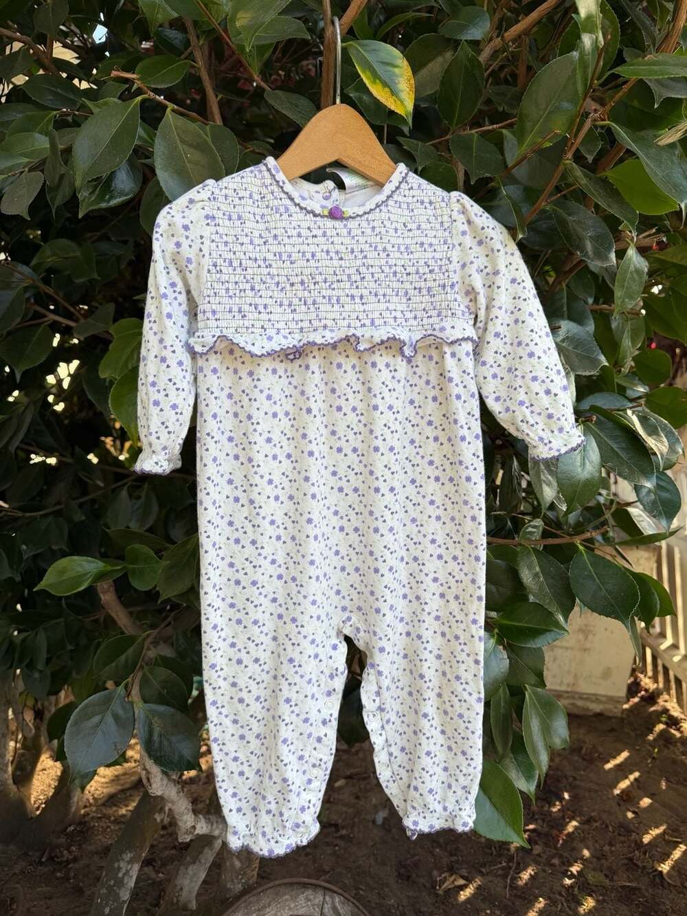 Vintage Rainbow Okie Dokie Smocked Floral Romper